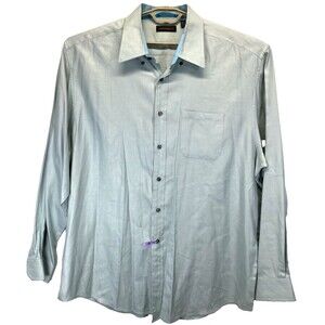 Joseph Abboud Men's XXL 18x39 Tall Dress Shirt Green/White Triangles RN54784***
